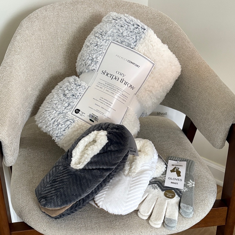 ALL NEW | Winter Bundle of Throw Blanket, 2 Sets of Slippers, and Gloves
